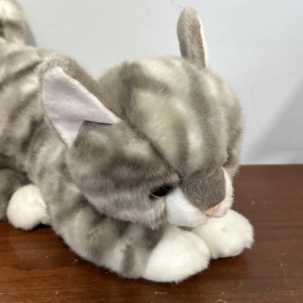 Aurora Miyoni Tots Gray White Striped Tabby Kitty Cat Plush Stuffed Animal Toy - Picture 7 of 9
